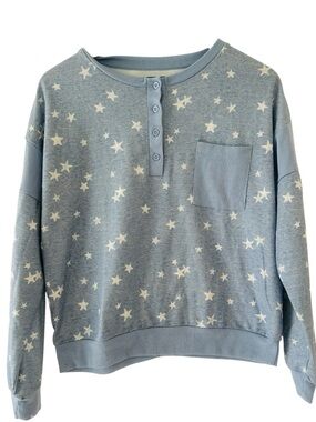 Splendid Light Blue Star Print Pullover Pajama Top